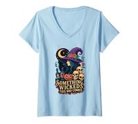 Donna Qualcosa di malvagio in Questo Modo Arriva Witch Moon Skulls Maglietta con Collo a V