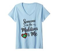 Donna Qualcuno alle Maldive Sono Io Amore Romantico Cuore Maglietta con Collo a V