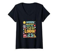 Donna Qualcuno Che Mi AMA Davvero Mi ha preso Questo da Londra Maglietta con Collo a V