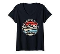 Donna Qualcuno in Indiana Ti Manca Lo Stato degli Stati Uniti Maglietta con Collo a V