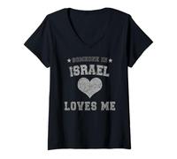 Donna Qualcuno in Israele Mi AMA israeliano Maglietta con Collo a V