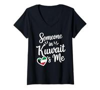 Donna Qualcuno in Kuwait Mi AMA Bandiera Cuore Amore Maglietta con Collo a V