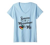 Donna Qualcuno in Mozambico Mi AMA A Distanza Maglietta con Collo a V
