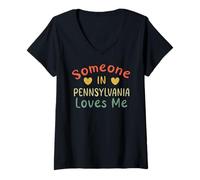 Donna Qualcuno in Pennsylvania Mi AMA Retro Stati Uniti d'America Maglietta con Collo a V