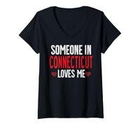 Donna Qualcuno nel Connecticut Mi AMA Heart State Vintage Maglietta con Collo a V
