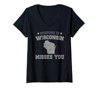 Donna Qualcuno nel Wisconsin Ti Manca Lo Stato Vintage Maglietta con Collo a V