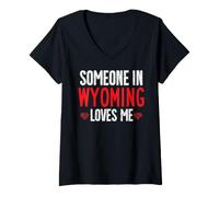 Donna Qualcuno nel Wyoming Mi AMA Heart State Vintage Maglietta con Collo a V