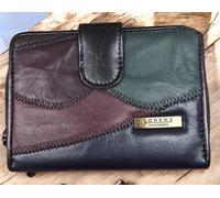 Donna Qualità Super Soft Patchwork Borsa di Cuoio Reale Carta Credito Doppio Zip