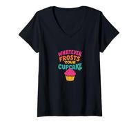 Donna Qualunque cosa geli il tuo cupcake Maglietta con Collo a V