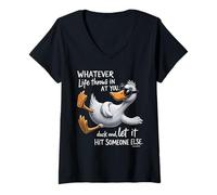 Donna Qualunque Cosa la Vita Ti butti Addosso, Evita e Lascia Che colpisca Qualcuno Maglietta con Collo a V