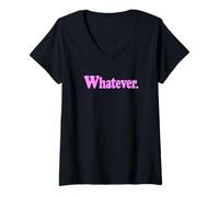 Donna Qualunque LA Parola Qualunque su Una T-SHIRING Rosa Maglietta con Collo a V