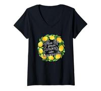 Donna Quando la vita ti dà limoni fanno parole di limonata Maglietta con Collo a V