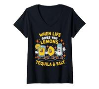 Donna Quando la Vita Ti dà Limoni, Tequila e Sale Maglietta con Collo a V