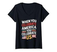 Donna Quando Si celebra l'America Si celebra Il Patrimonio ispanico Maglietta con Collo a V