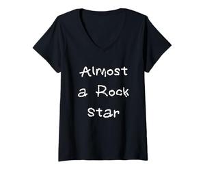 Donna Quasi Una Rock Star Maglietta con Collo a V