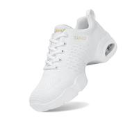 Donna Quattro Stagioni Maglia Traspirante Cuscino Aria Fondo Morbido Tendenza Sport Tempo Libero Jazz Hip hop Moderno Scarpe da Danza, Bianco 5, 36 EU