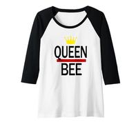 Donna Queen Bee Crown Hip Hop Mum Mom Mothers Day Maglia con Maniche Raglan
