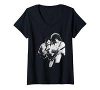 Donna Queen Freddie Mercury Brian May The Works Tour 1984 Maglietta con Collo a V
