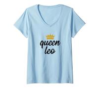 Donna Queen Leo Zodiac Sign Birthday Maglietta con Collo a V