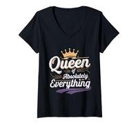 Donna Queen Of Absolutely Everything Femminismo di fiducia -- Maglietta con Collo a V
