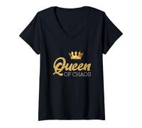 Donna Queen of Chaos Regina del Caos Design per tutti Maglietta con Collo a V