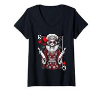 Donna Queen Of Hearts Chef Chic Bakery Cool carta da gioco Baker Maglietta con Collo a V