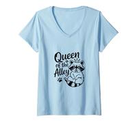 Donna Queen of The Alley Funny Trash Panda Raccoon Maglietta con Collo a V