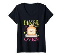 Donna Queen OF THE OVEN Maglietta con Collo a V