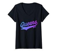 Donna Queens Boroughs of NY Maglietta con Collo a V
