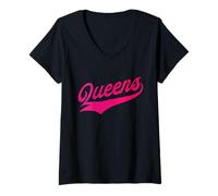 Donna Queens Boroughs of NY Maglietta con Collo a V