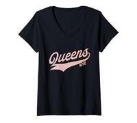 Donna Queens Boroughs of NY Maglietta con Collo a V