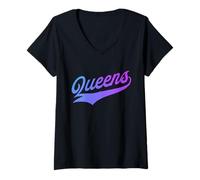 Donna Queens Boroughs of NY Maglietta con Collo a V