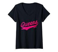Donna Queens Boroughs of NY Maglietta con Collo a V