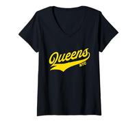 Donna Queens Boroughs of NY Maglietta con Collo a V