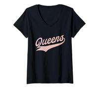 Donna Queens Boroughs of NY Maglietta con Collo a V