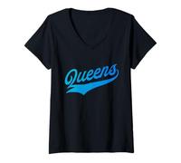 Donna Queens Boroughs of NY Maglietta con Collo a V