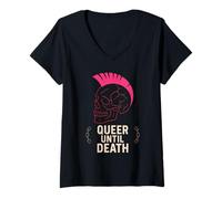Donna Queer Punk LGBTQ Pride Alternativa Ribellione anarchica Maglietta con Collo a V