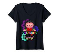 Donna Querétaro Mexico Muñeca Lelé, Handmade Mexicans Rag Doll Maglietta con Collo a V