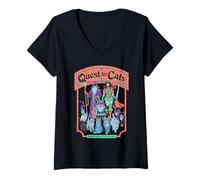 Donna Quest for Cats Roleplay Retro Vintage Funny Adult Humor Maglietta con Collo a V