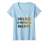 Donna Questa Birra Mi Sta rendendo Fantastica Una Bella Bevanda Fredda Maglietta con Collo a V