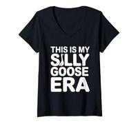 Donna Questa è la Grafica Meme di My Silly Goose Era Funny Goose Maglietta con Collo a V