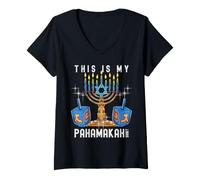 Donna Questa è la mia Camicia da Pigiama Divertente Pigiama ebraico Pun Hanukah Maglietta con Collo a V
