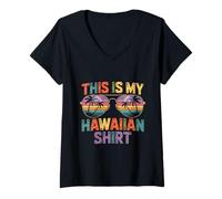 Donna Questa è la mia camicia hawaiana Tropical Luau Costume Party Hawaii Maglietta con Collo a V