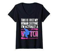 Donna Questa è Solo la mia Copertura Sono Una Strega Maglietta con Collo a V