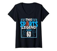 Donna Questa Leggenda Sportiva è Ora 60, Gioco di Rugby 60 ° Compleanno Maglietta con Collo a V