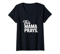 Donna Questa Mamma Prega - Christian Mom Maglietta con Collo a V