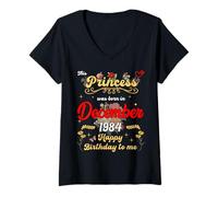 Donna Questa Principessa è Nata nel Dicembre 1984 Compleanno di Dicembre Maglietta con Collo a V