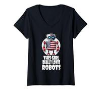 Donna Questa ragazza ama davvero i robot, Robotics for Kids Robot Maglietta con Collo a V