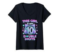 Donna Questa Ragazza è Ora Double Digits K-Pop 10th Birthday Girls Maglietta con Collo a V