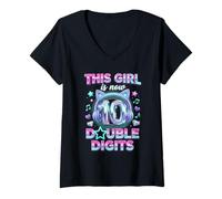 Donna Questa Ragazza è Ora Double Digits K-Pop 10th Birthday Girls Maglietta con Collo a V